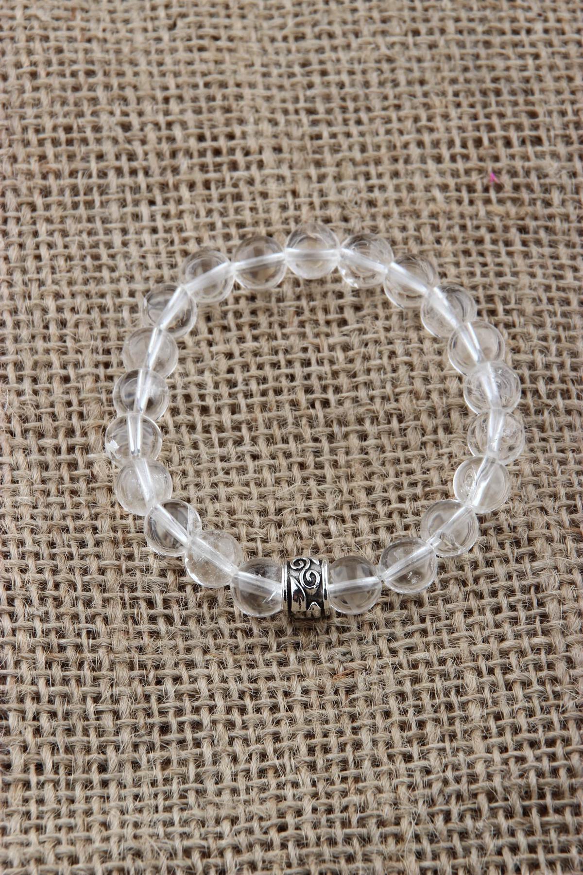 SERTİFİKALI KRİSTAL KUVARS  Orjinal ( Taşlar) Doğaltaş BİLEKLİK 8 MM