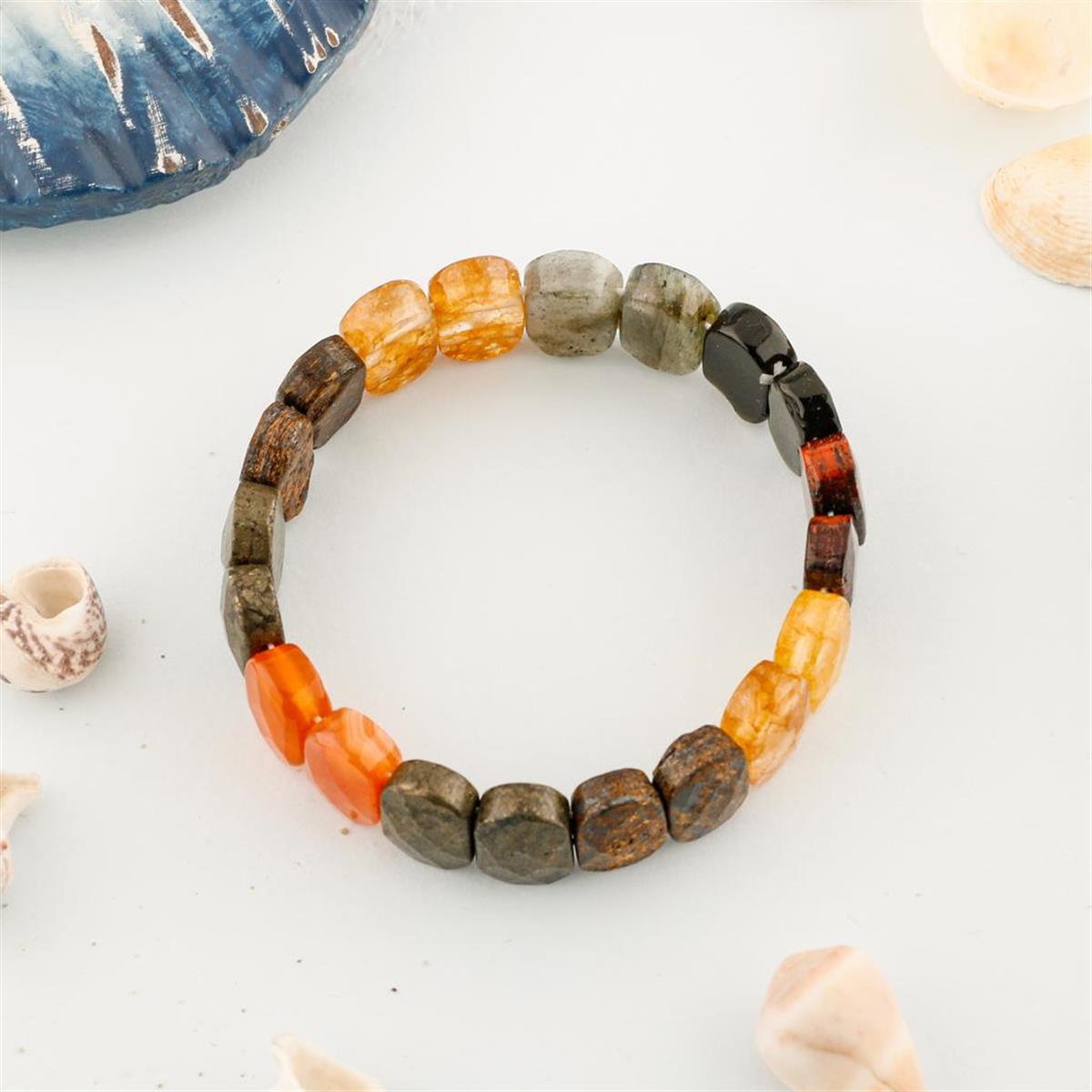SERTİFİKALI Bereket Doğal Taş Roleks Bileklik Sitrin Pirit Kaplan Gözü Labradorit Akik Bronzit B007