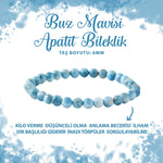 SERTİFİKALI Buz Mavisi Apatit 6mm Doğal Taş Bileklik