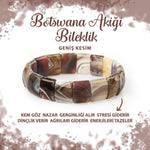 SERTİFİKALI Botswana Akiği Doğal Taş Balık Sırtı Geniş Kesim Bileklik