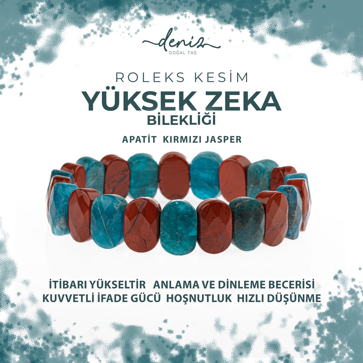 SERTİFİKALI Yüksek Zeka Doğal Taş Geniş Kesim Bileklik
