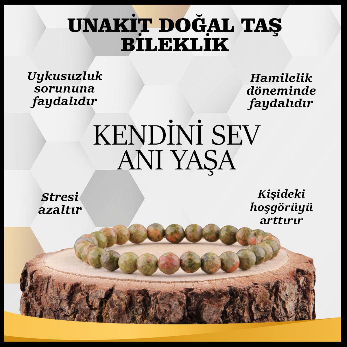 SERTİFİKALI Unakit  Orjinal ( Taşlar) Doğaltaş Bileklik 6 mm - B852