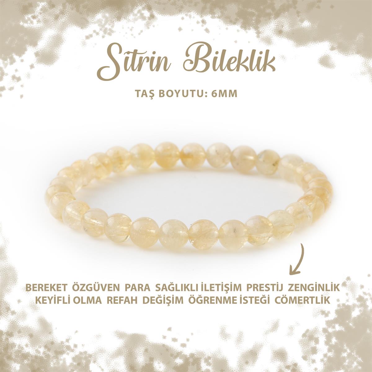 SERTİFİKALI Sitrin 6mm Doğal Taş Bileklik