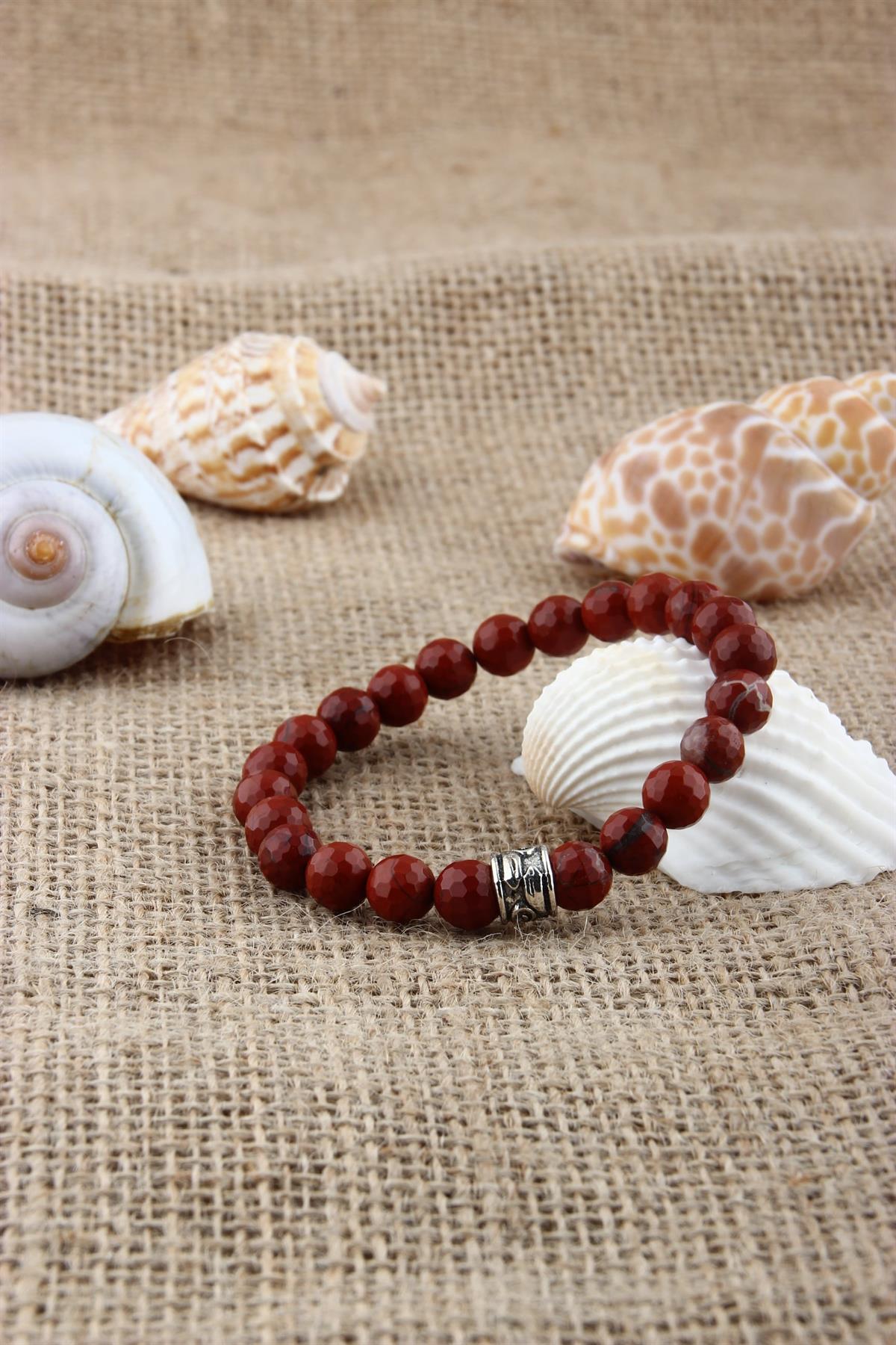 SERTİFİKALI KIRMIZI JASPER  Orjinal ( Taşlar) Doğaltaş BİLEKLİK 8 MM