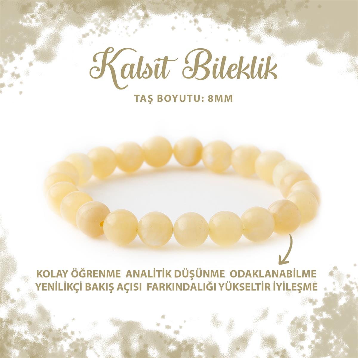 SERTİFİKALI Kalsit 8mm Doğal Taş Bileklik