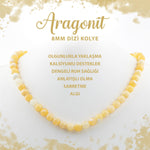 SERTİFİKALI Aragonit 8 mm Dizi Doğal Taş Kolye
