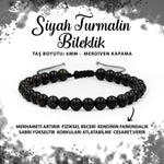 SERTİFİKALI Siyah Turmalin 6mm Merdiven Kapama Doğal Taş Bileklik