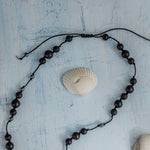 Dalgıç Kolye Hematit - Şungit Gümüş Tasarım Makrome Kolye