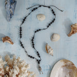 Dalgıç Kolye Hematit - Şungit Gümüş Tasarım Makrome Kolye