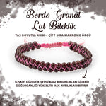 SERTİFİKALI Bordo Granat Lal 4mm Çift Sıra Doğal Taş Bileklik