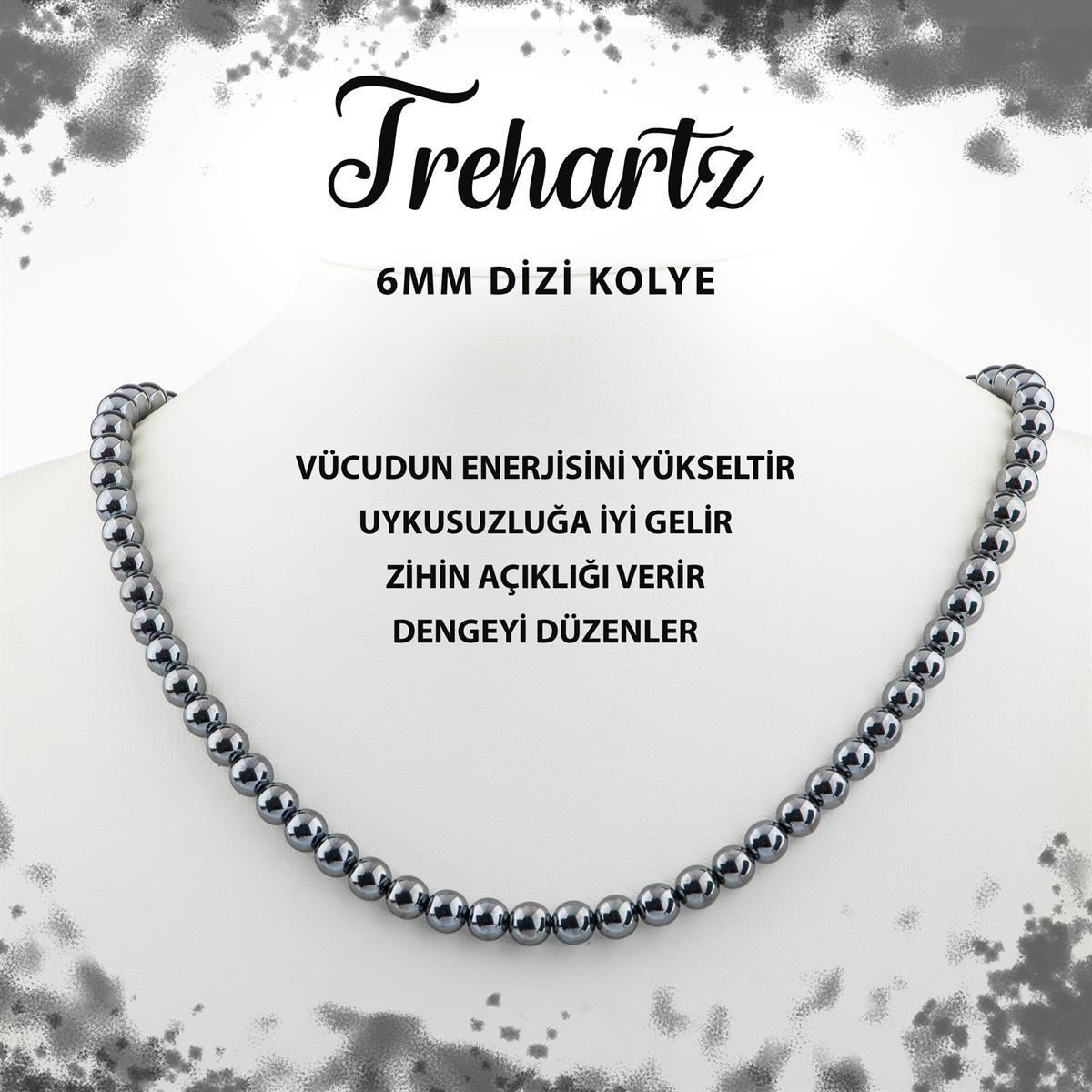 SERTİFİKALI Trehartz 6 mm Dizi Doğal Taş Kolye