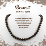 SERTİFİKALI Bronzit 8 mm Dizi Doğal Taş Kolye