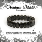 SERTİFİKALI Golden Obsidyen Doğal Taş Geniş Kesim Bileklik