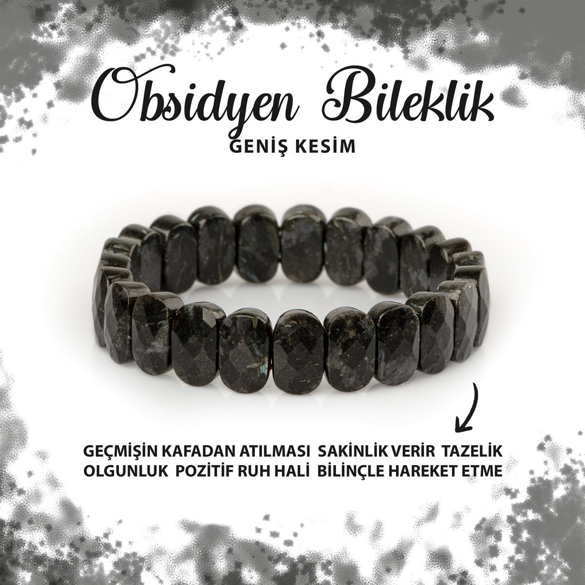 SERTİFİKALI Golden Obsidyen Doğal Taş Geniş Kesim Bileklik