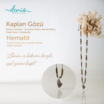 Deniz Kabuğu Kaplan Gözü - Hematit Gümüş Tasarım Makrome Kolye