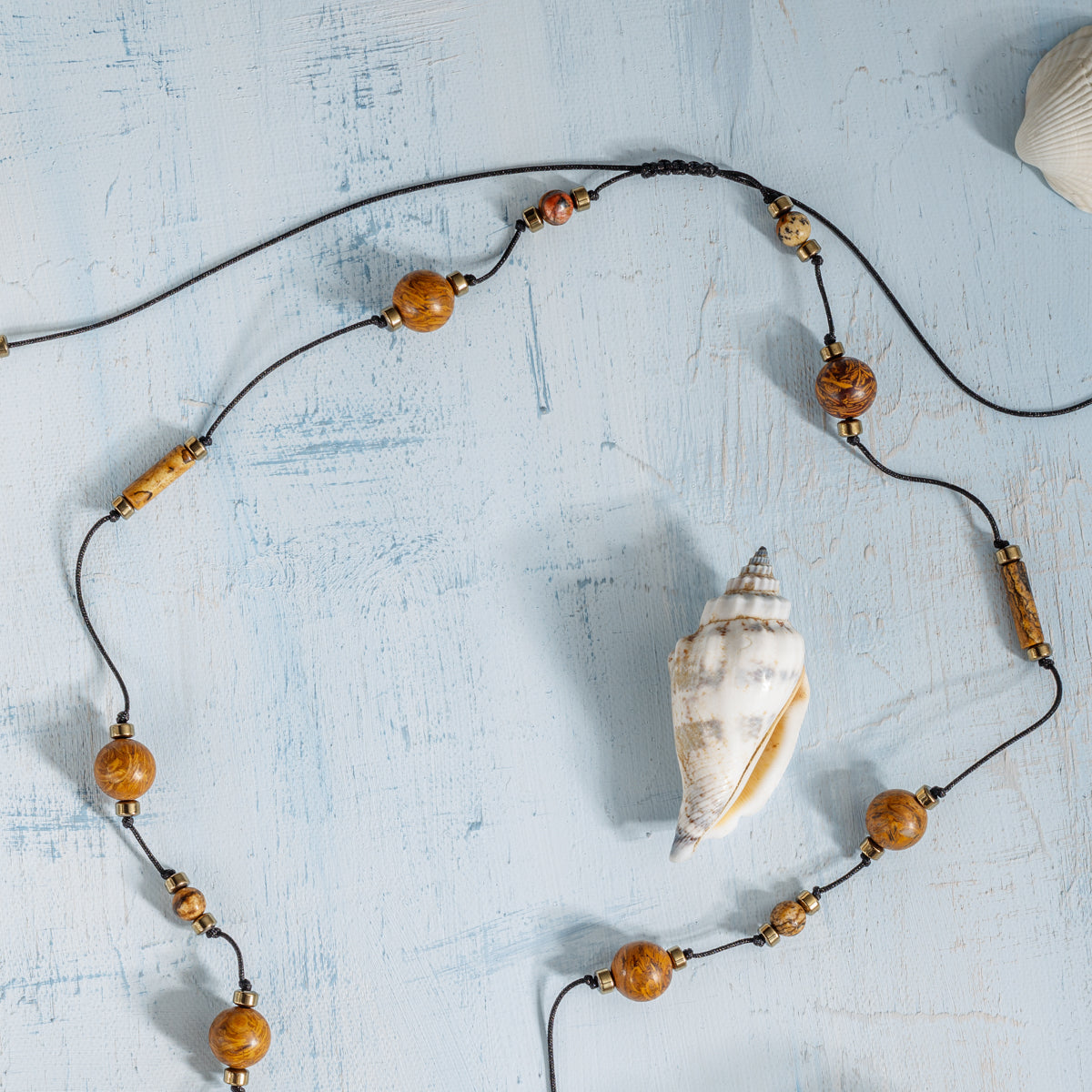 Deniz Yıldızı Jasper - Hematit Gümüş Tasarım Makrome Kolye