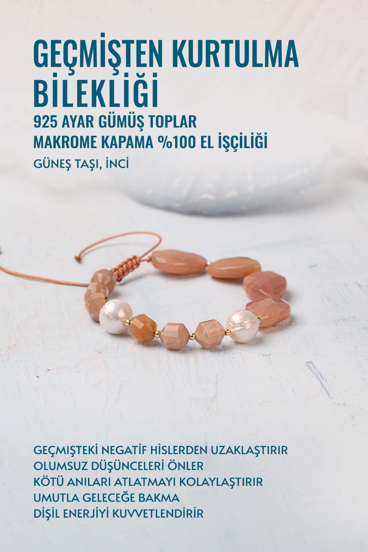 Sertifikalı Geçmişten Kurtulma Bilekliği 925 Ayar Gümüş Toplar Makrome Kapama Bileklik
