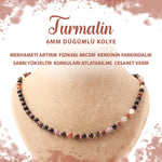 SERTİFİKALI Renkli Turmalin 6 mm Düğümlü Doğal Taş Kolye
