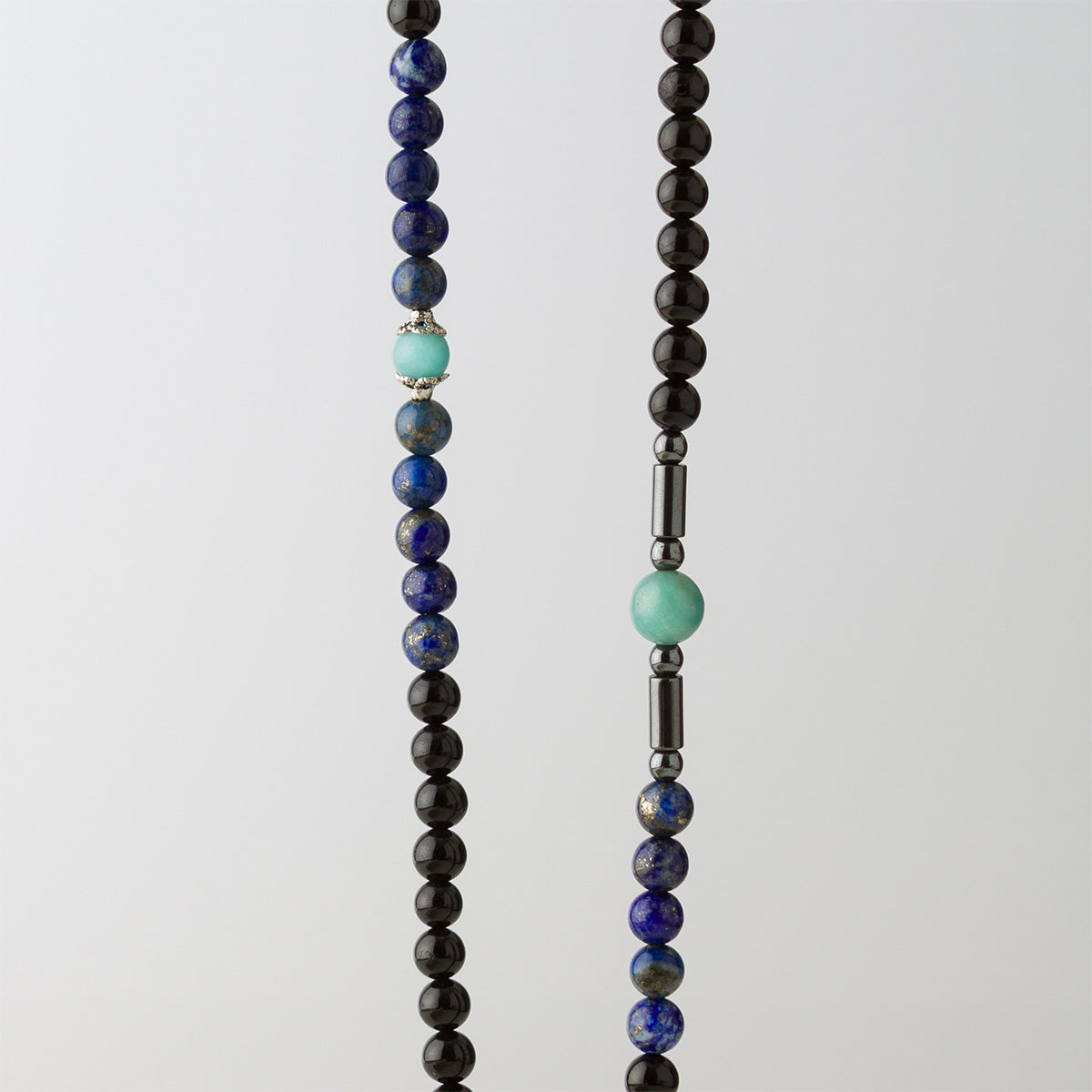 Dümen Kolye Lapis Lazuli - Turmalin - Amazonit Gümüş Tasarım Makrome Kolye