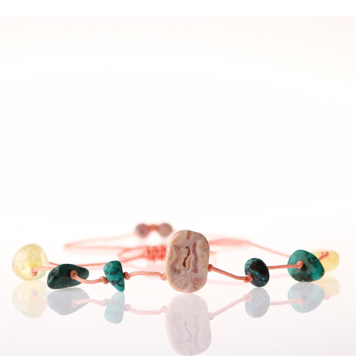 SERTİFİKALI Sitrin, Rodokrozit, Hakiki Turkuaz  Orjinal ( Taşlar) Doğaltaş Halhal 6 mm, B930