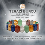 SERTİFİKALI Terazi Burcu Doğal Taş Geniş Kesim Erkek Bileklik