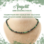 SERTİFİKALI Anyolit 6 mm Düğümlü Doğal Taş Kolye