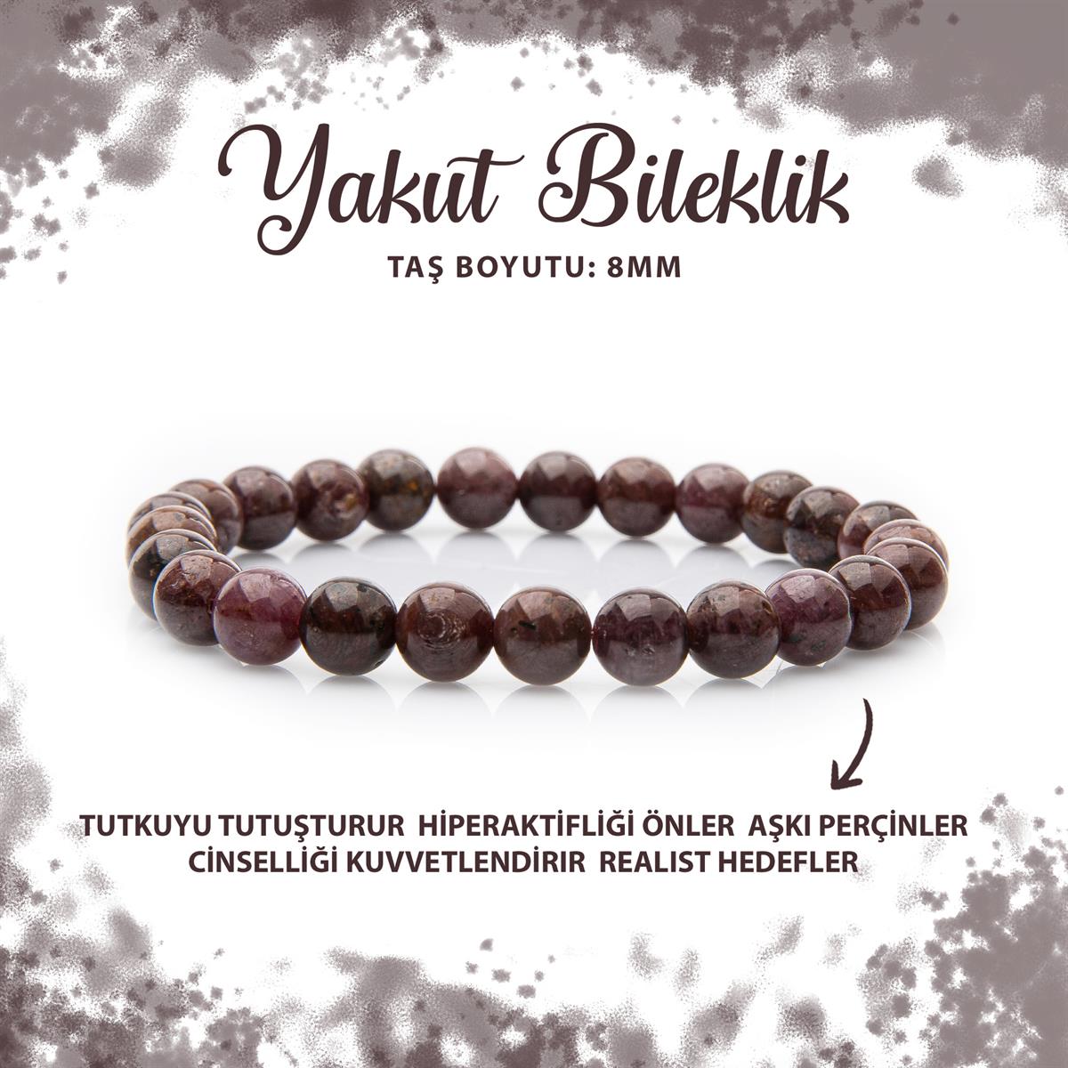 SERTİFİKALI Yakut 8mm Doğal Taş Bileklik
