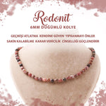 SERTİFİKALI Rodonit 6 mm Düğümlü Doğal Taş Kolye