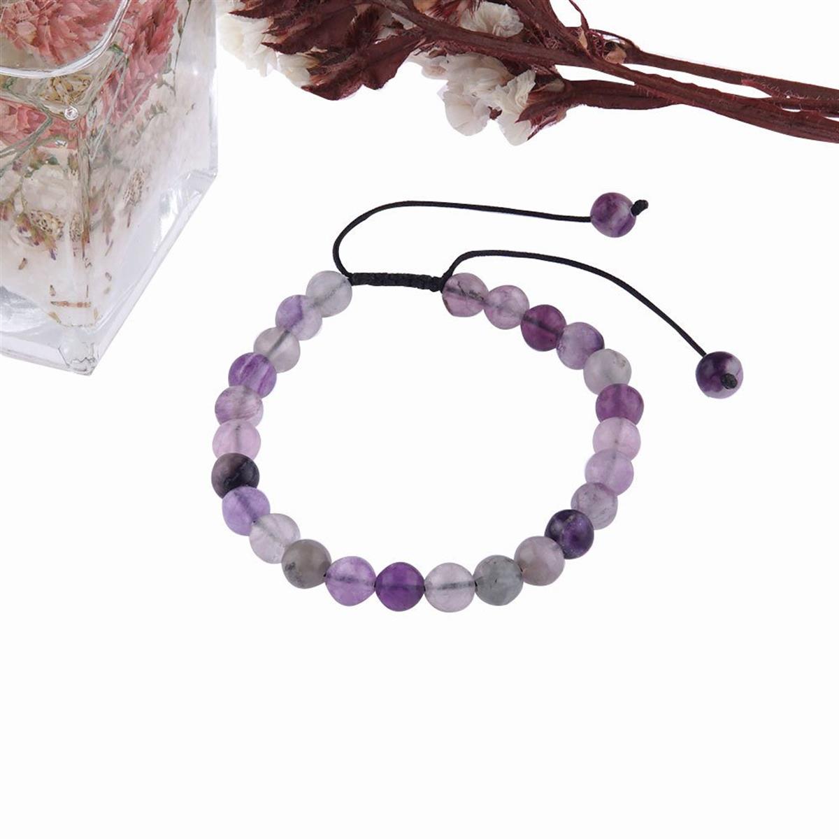 SERTİFİKALI Mor Renkli Florit  Orjinal ( Taşlar) Doğaltaş Bileklik   - 6mm