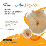 SERTİFİKALI Turuncu Akik  Orjinal ( Taşlar) Doğaltaş Kolye Ucu, Gümüş zincirle birlikte KU036