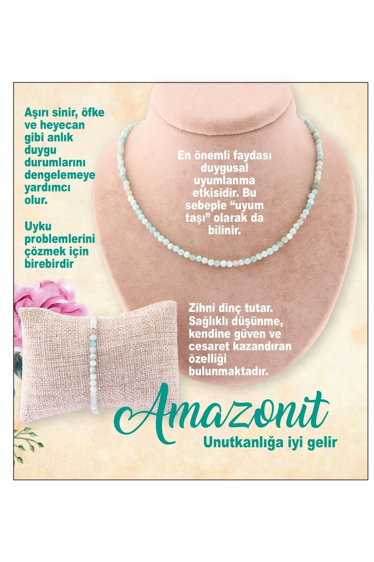 SERTİFİKALI Amazonit Taşı -  Orjinal ( Taşlar) Doğaltaş Kolye, Bileklik Takımı