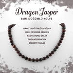 SERTİFİKALI Dragon Jasper 8 mm Düğümlü Doğal Taş Kolye