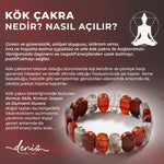 SERTİFİKALI Kök Çakrası Doğal Taş Geniş Kesim Bileklik