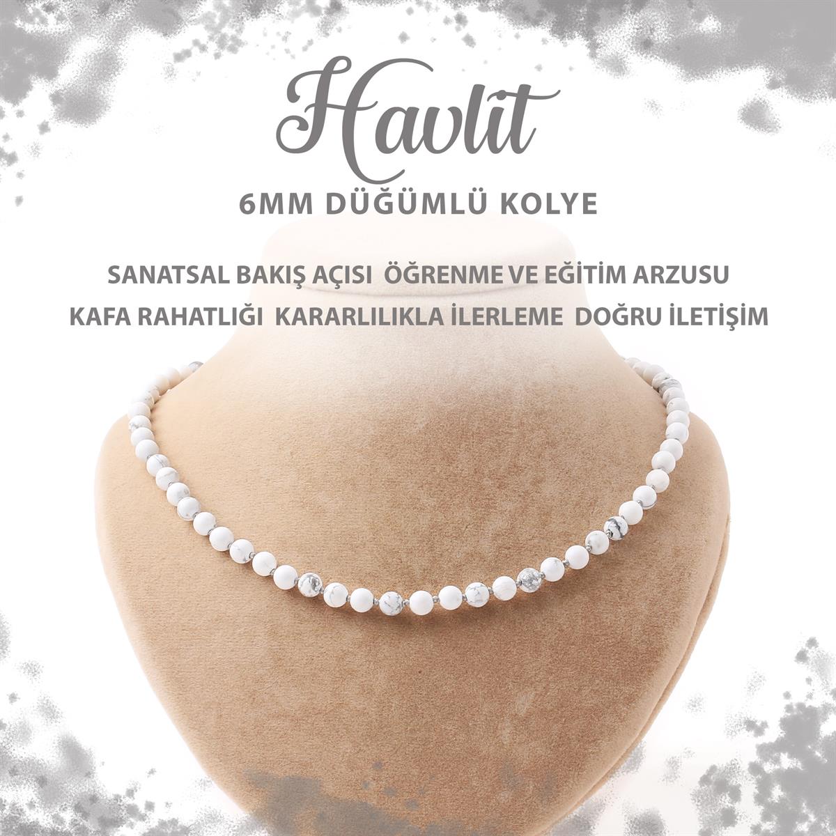 SERTİFİKALI Havlit 6 mm Düğümlü Doğal Taş Kolye