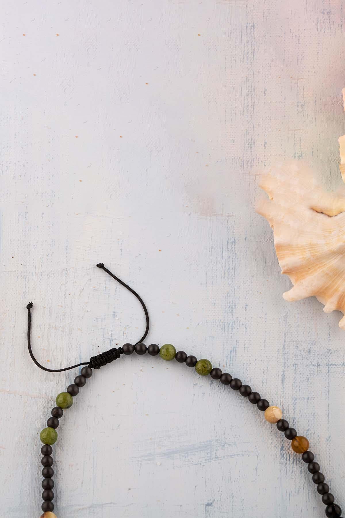 Sertifikalı Boğa Burcu Doğal Taş Kolye  (Yeşim-Opal-Turmalin-Apatit-Lapis Lazuli-Sodalit-Kuvars)