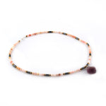 SERTİFİKALI Yonca Şekilli Güneş taşı, Pembe Opal, Hematit, Ametist Doğal Taş Kolye 70cm - 6mm