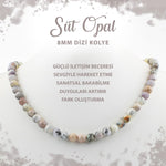 SERTİFİKALI Süt Opal 8 mm Dizi Doğal Taş Kolye