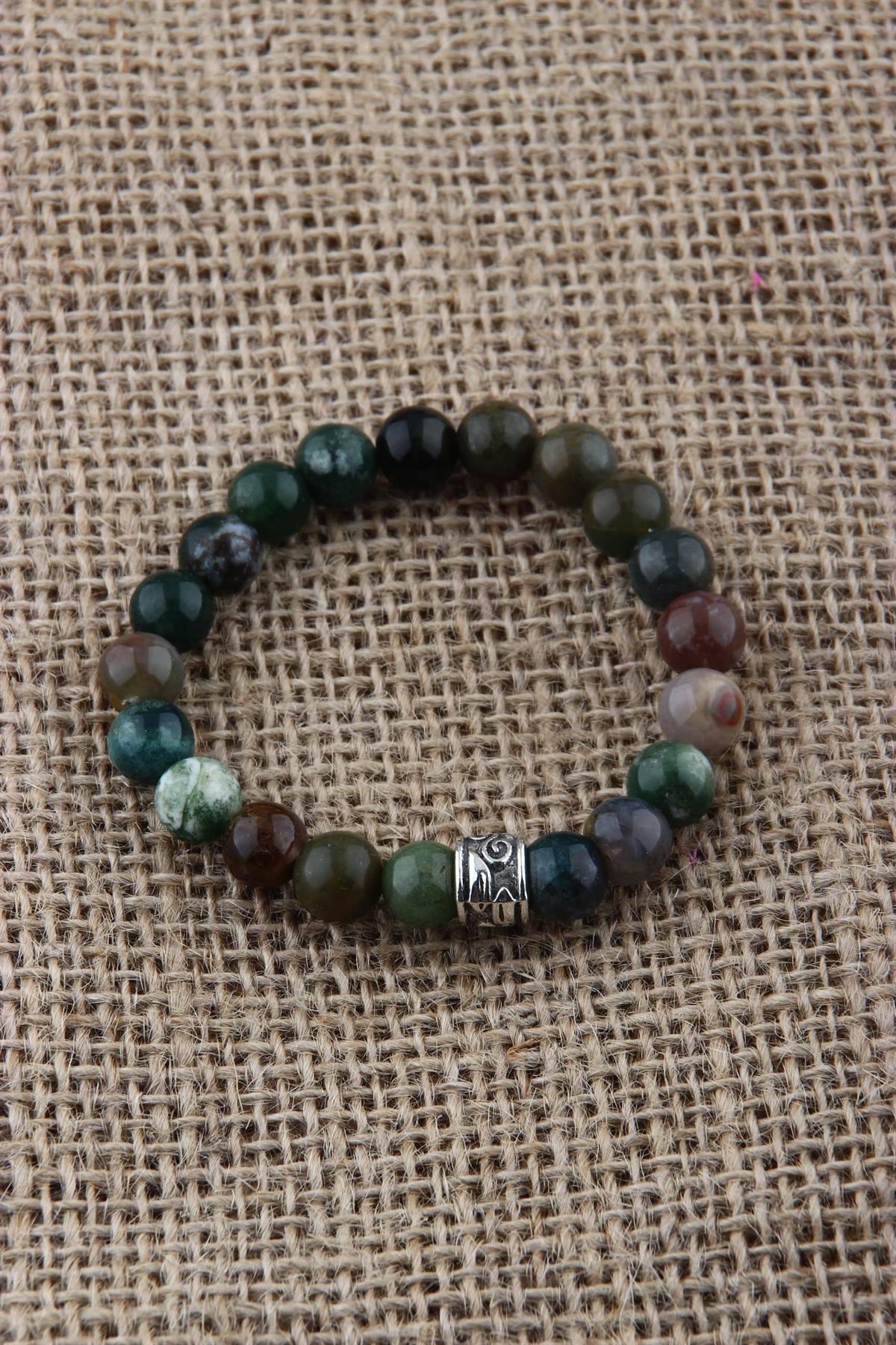 SERTİFİKALI YOSUNLU AKİK  Orjinal ( Taşlar) Doğaltaş BİLEKLİK 8 MM