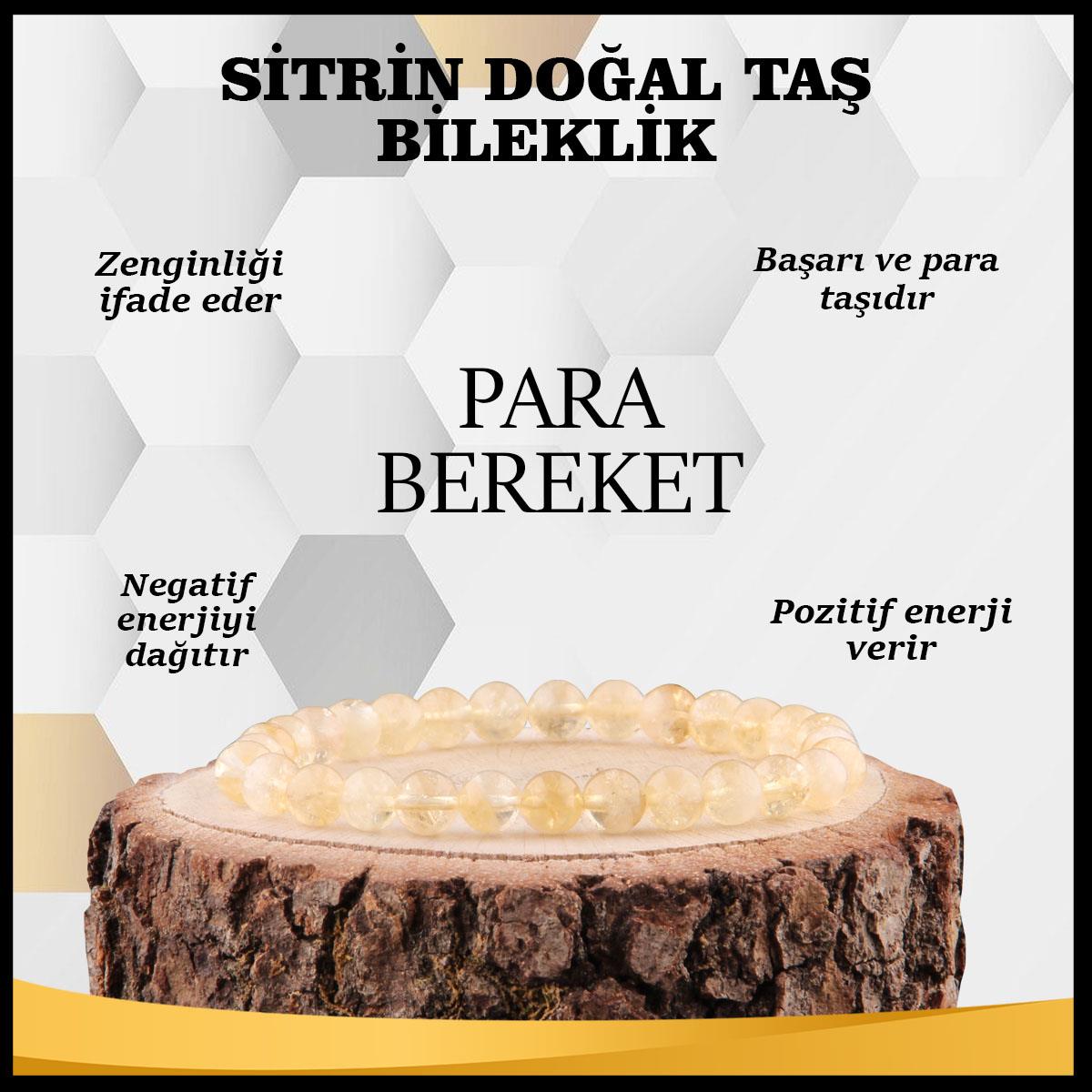 SERTİFİKALI Sitrin  Orjinal ( Taşlar) Doğaltaş Bileklik 6 mm - B848