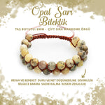 SERTİFİKALI Opal Sarı 8mm Çift Sıra Makrome Doğal Taş Bileklik