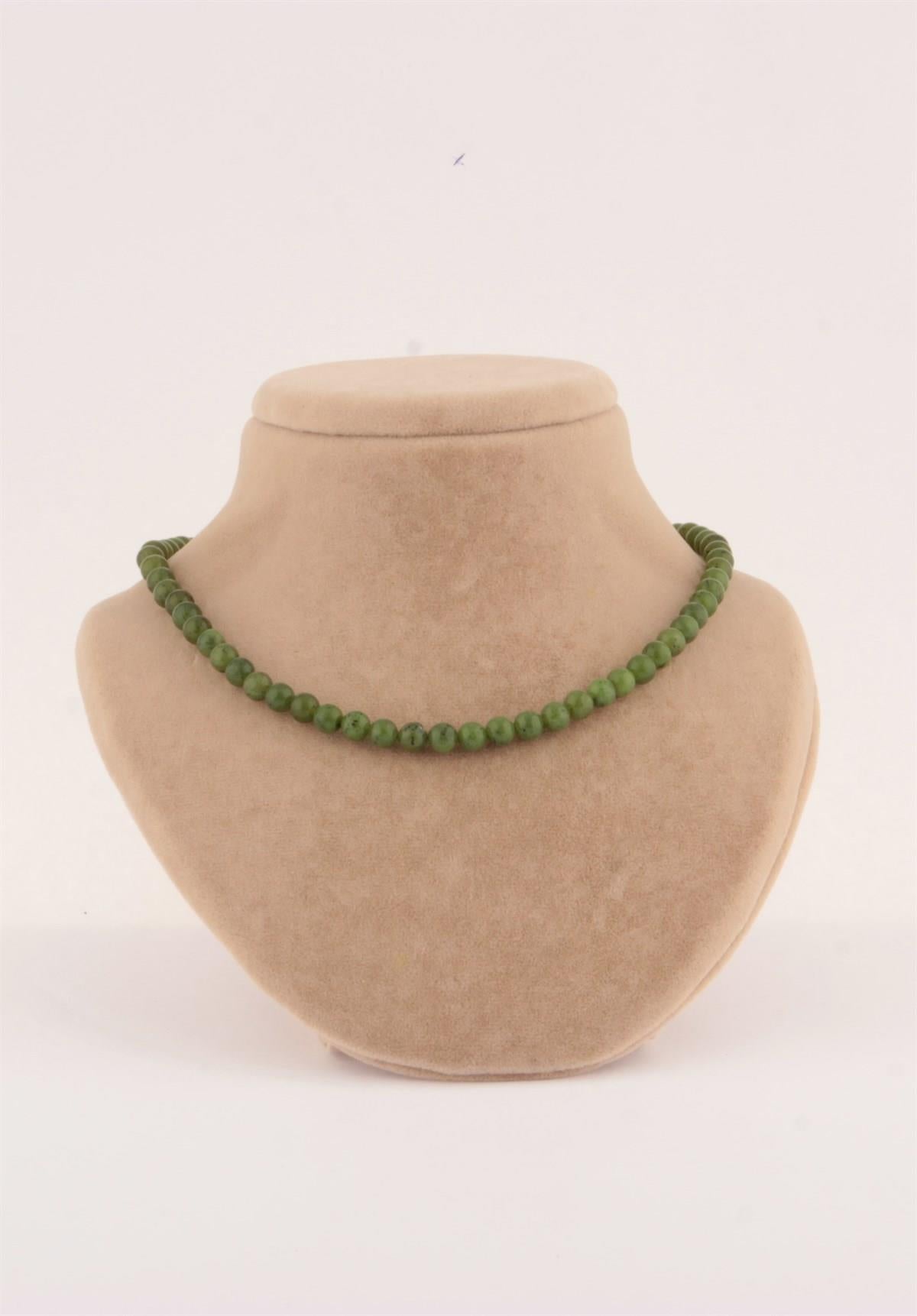 SERTİFİKALI Yeşim  Orjinal ( Taşlar) Doğaltaş Kolye 6 mm, M324