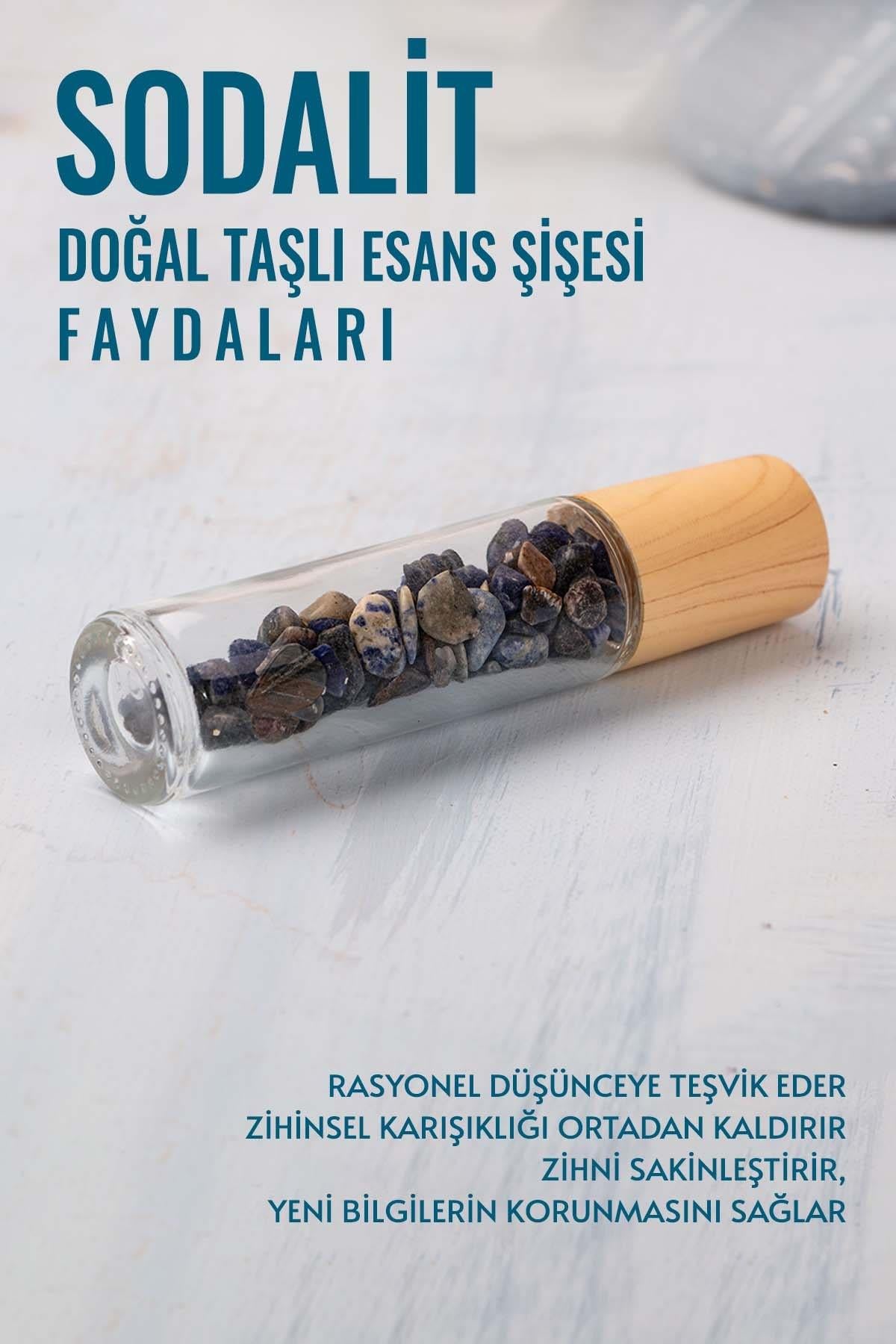 Sertifikalı Sodalit Doğal Taşlı Esans Şişesi 10cc ( Kendi Kokunu Doldur ve Kullan)
