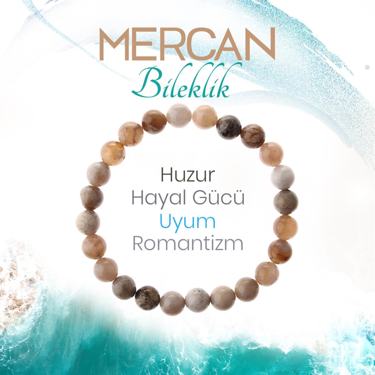 SERTİFİKALI Mercan  Orjinal ( Taşlar) Doğaltaş Bileklik 8 mm, B992