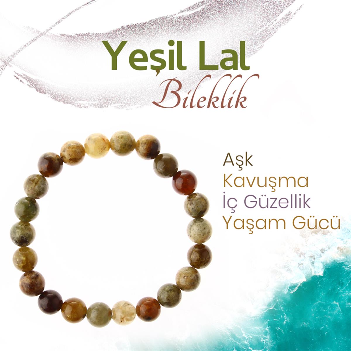 SERTİFİKALI Yeşil Lal  Orjinal ( Taşlar) Doğaltaş Bileklik 8 mm, B983