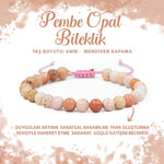SERTİFİKALI Opal Pembe 6mm Merdiven Kapama Doğal Taş Bileklik