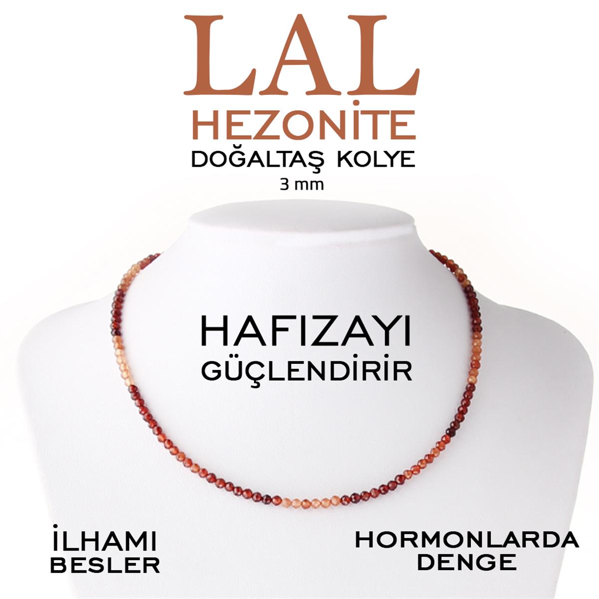 SERTİFİKALI Lal Hegzagon  Orjinal ( Taşlar) Doğaltaş Kolye 3 mm, M451