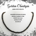 SERTİFİKALI Obsidyen 6 mm Dizi Doğal Taş Kolye