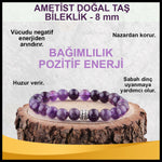SERTİFİKALI Ametist  Orjinal ( Taşlar) Doğaltaş Bileklik 8 mm - B596