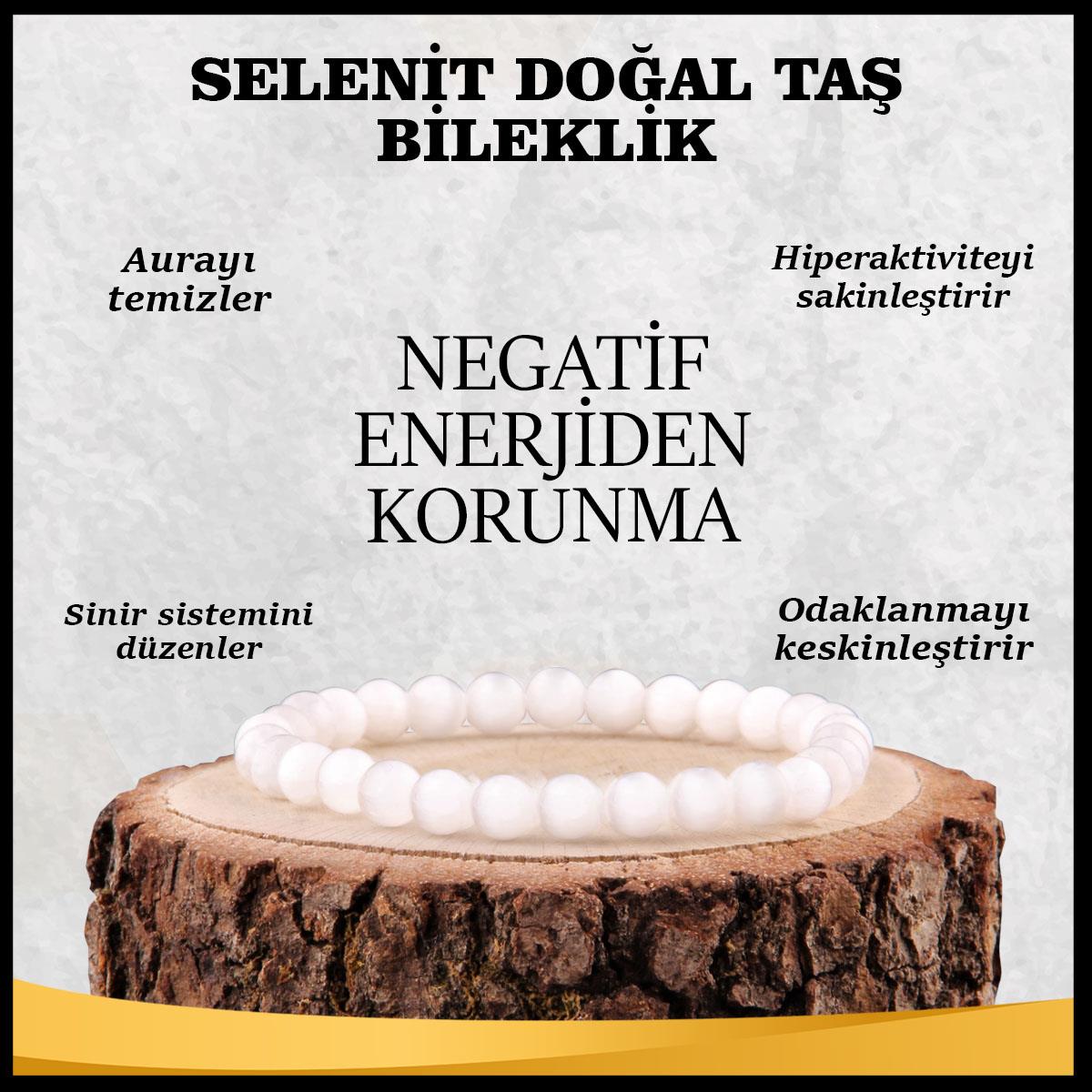 SERTİFİKALI Selenit  Orjinal ( Taşlar) Doğaltaş Bileklik 6 mm - B847