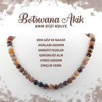SERTİFİKALI Botswana Akiği 8 mm Dizi Doğal Taş Kolye